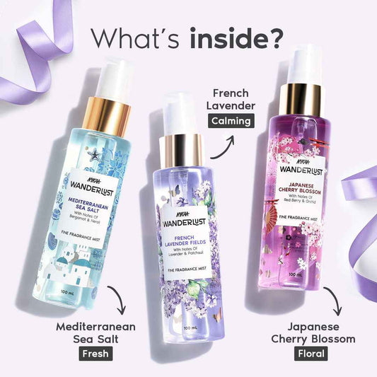 Perfume Mist Luxury Gift Set of 3 - Floral, Fresh, Lavender