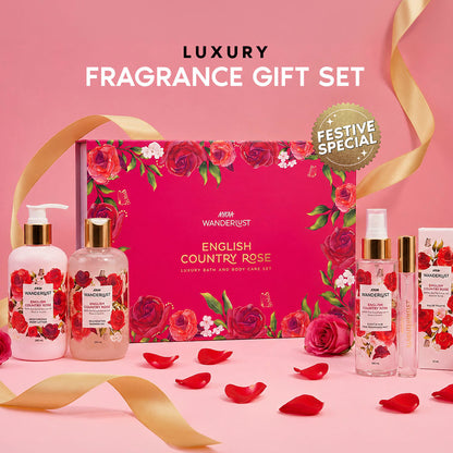 English Country Rose Luxury Gift Set for Women - Shower Gel, Lotion, Mist & EDP