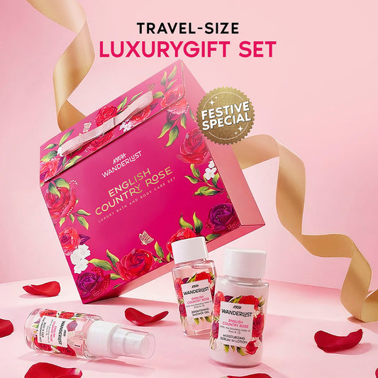 English Country Rose Bath & Body Gift Set for Women - Shower Gel, Lotion, Mist