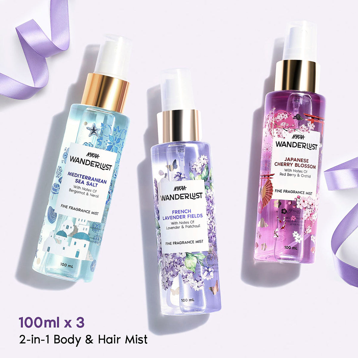 Fine Fragrance Mist Gift Set for Women - Fresh, Floral, Lavender - Set of 3