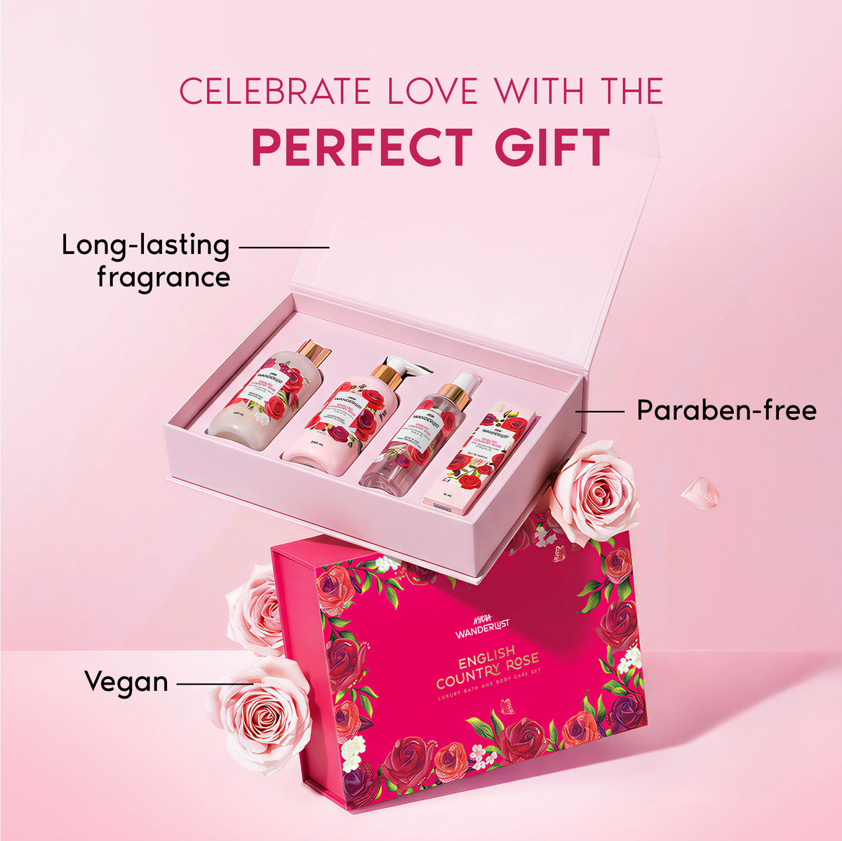 English Country Rose Luxury Gift Set for Women - Shower Gel, Lotion, Mist & EDP