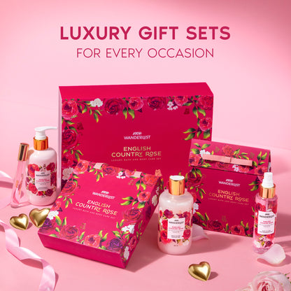 English Country Rose Luxury Gift Set for Women - Shower Gel, Lotion, Mist & EDP
