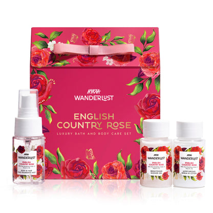 English Country Rose Bath & Body Gift Set for Women - Shower Gel, Lotion, Mist