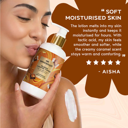 Nykaa Wanderlust Belgian Caramel Toffee Body Lotion Upto 24 H Moisturisation Lactic Acid Brightening