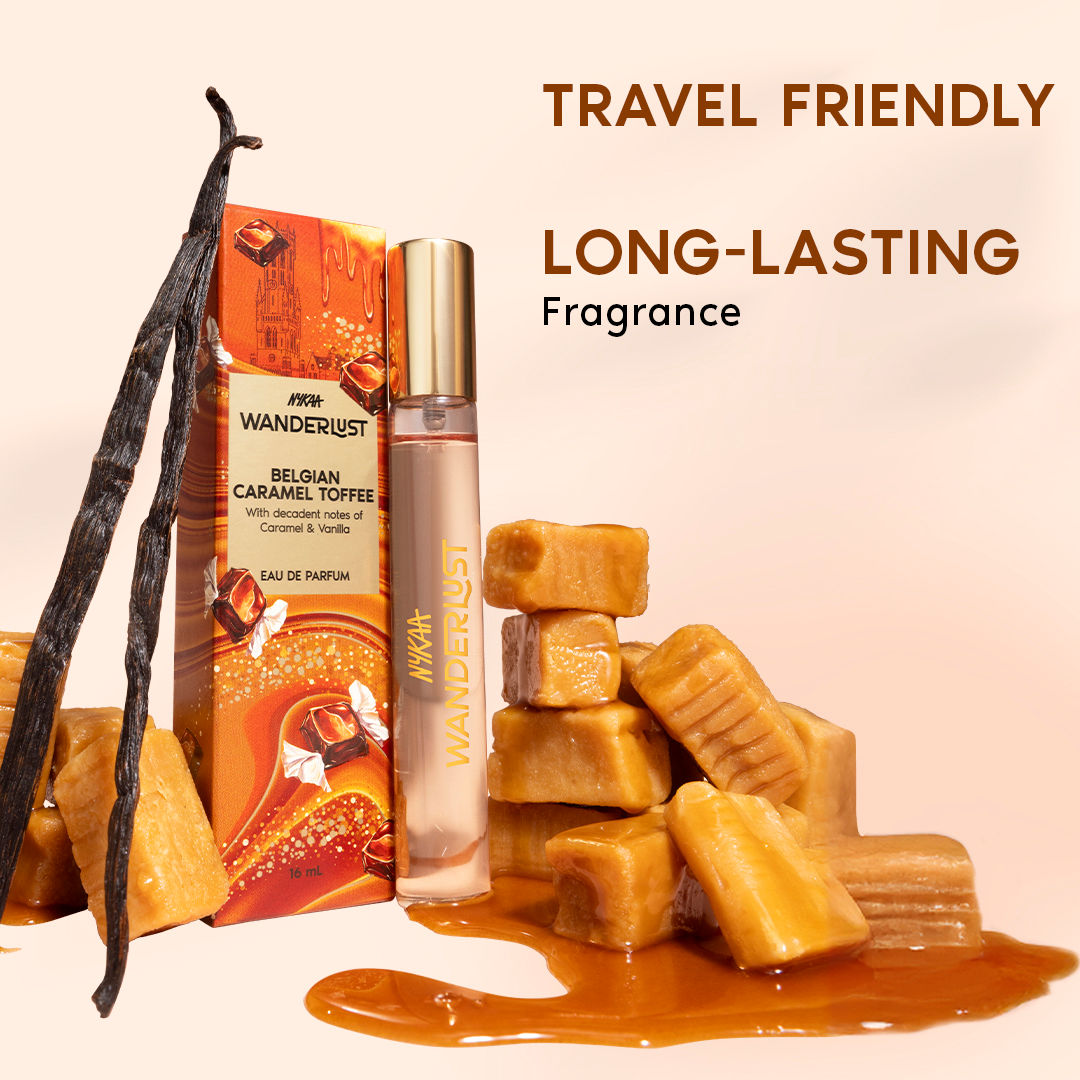 Nykaa Wanderlust Belgian Caramel Toffee EDP Long Lasting Perfume For Her Travel Friendly, Vanilla