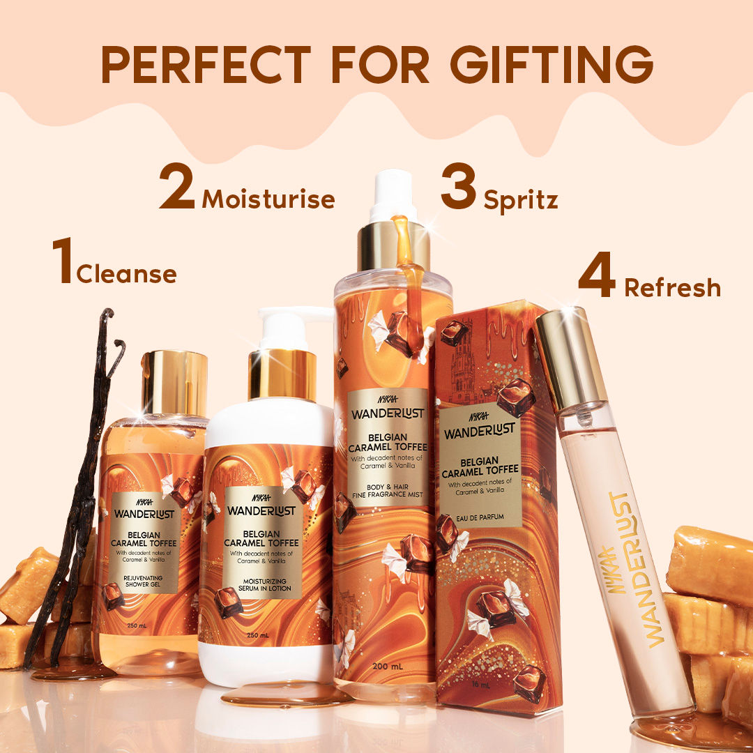 Nykaa Wanderlust Belgian Caramel Toffee EDP Long Lasting Perfume For Her Travel Friendly, Vanilla