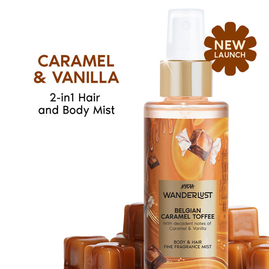 Nykaa Wanderlust Belgian Caramel Toffee Body & Hair Perfume Mist Long Lasting Fragrance For Her