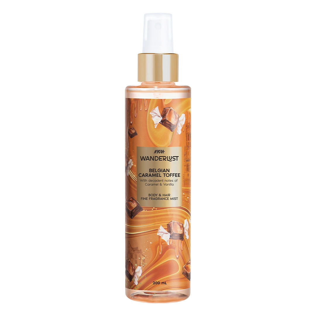 Nykaa Wanderlust Belgian Caramel Toffee Body & Hair Perfume Mist Long Lasting Fragrance For Her