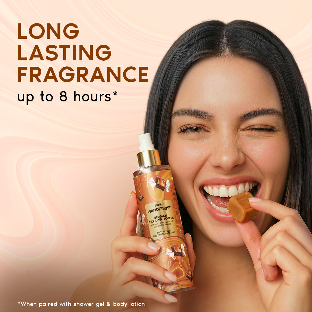 Nykaa Wanderlust Belgian Caramel Toffee Body & Hair Perfume Mist Long Lasting Fragrance For Her