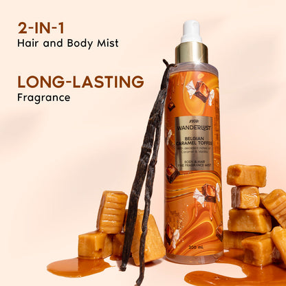Nykaa Wanderlust Belgian Caramel Toffee Body & Hair Perfume Mist Long Lasting Fragrance For Her