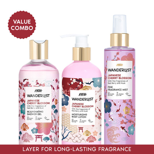 Japanese Cherry Blossom Shower Gel + Body Lotion + Fragrance Mist Combo