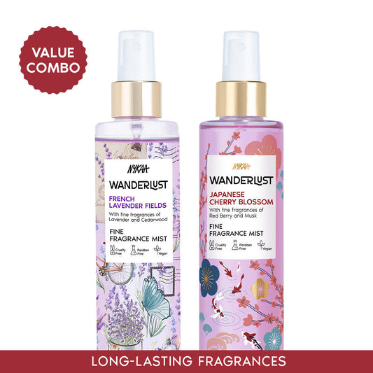 Wanderlust Best Sellers Floral Body Mist Combo - Japanese Cherry Blossom & French Lavender Fields